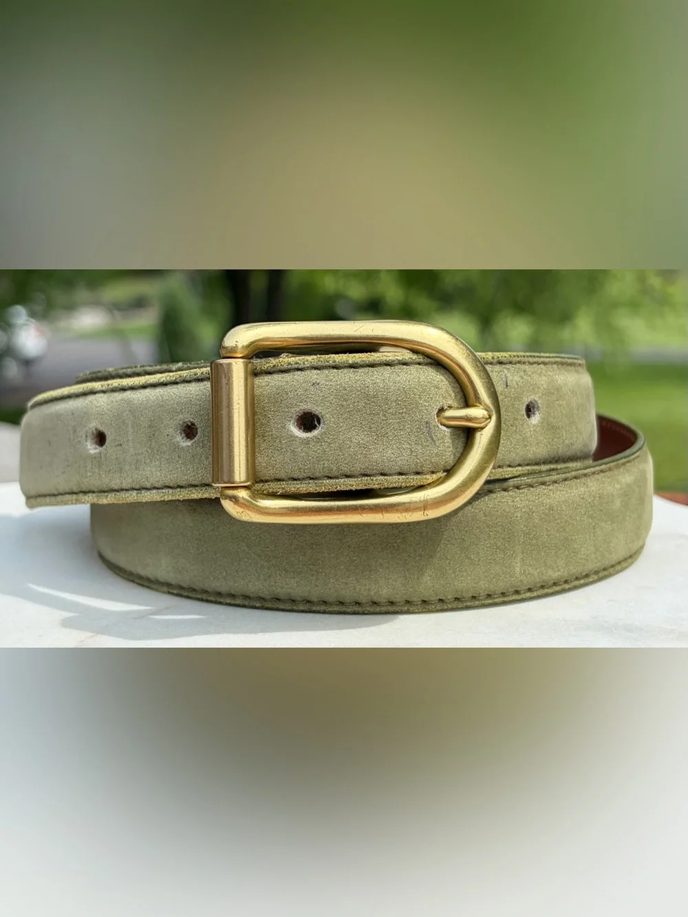 Vintage COACH Suede Leather Brass Belt 8528 EUC